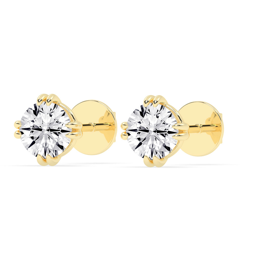 1Ct Round Shape Rose Gold Solitaire Studs Earrings