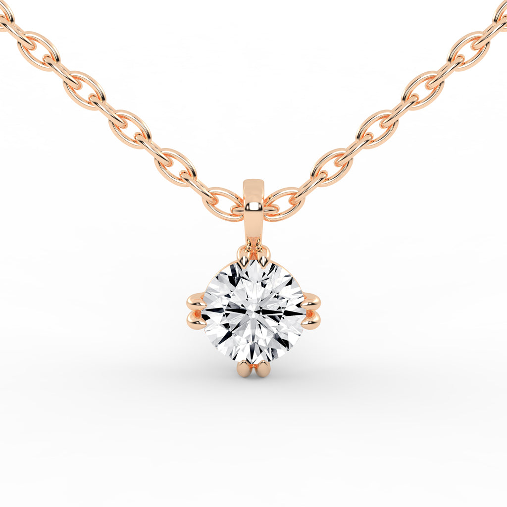 1Ct Round Shape Gold Solitaire Pendants