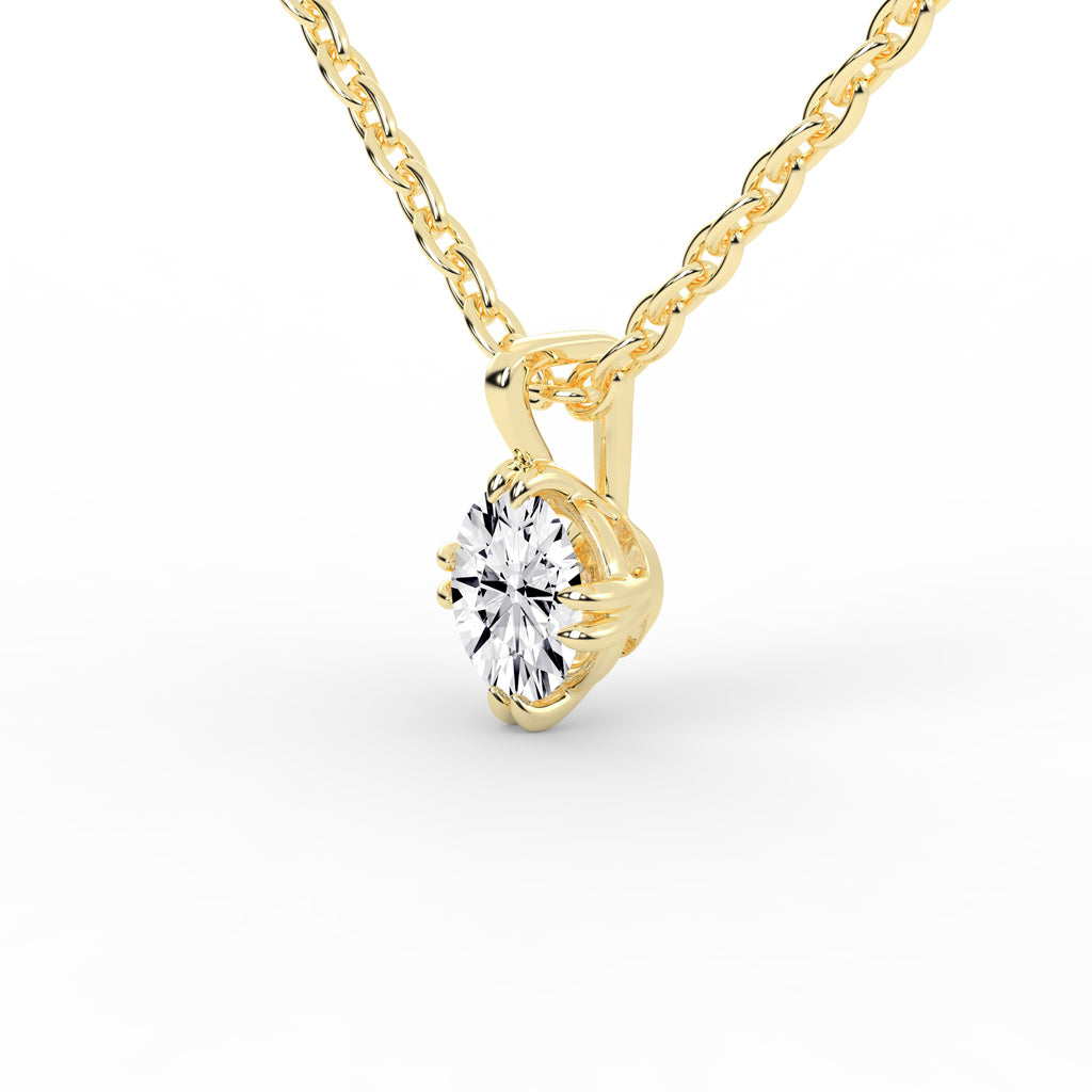 1Ct Round Shape Gold Solitaire Pendants