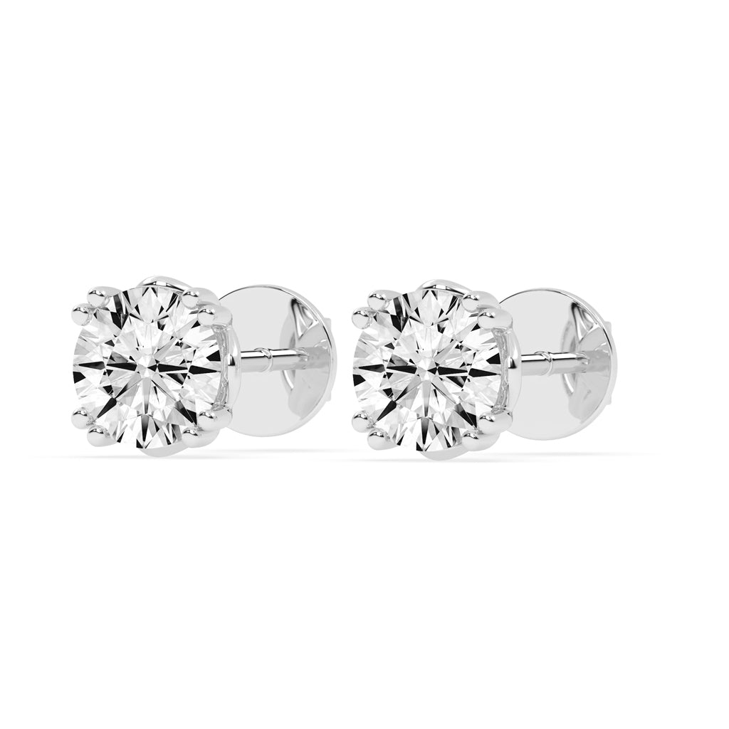 1Ct Round Shape Yellow Gold Solitaire Studs Earrings