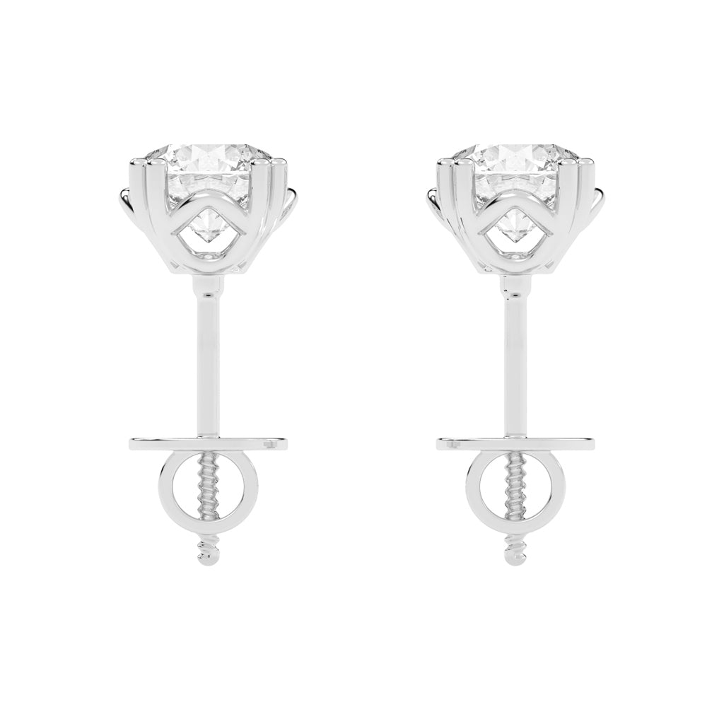 1Ct Round Shape Yellow Gold Solitaire Studs Earrings