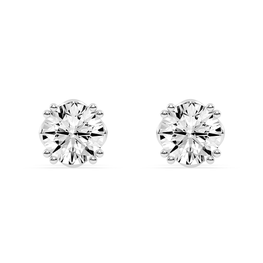 1Ct Round Shape Yellow Gold Solitaire Studs Earrings