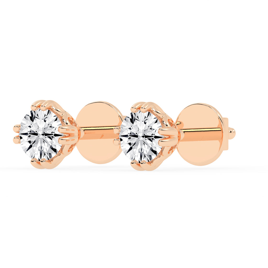 1Ct Round Shape Yellow Gold Solitaire Studs Earrings