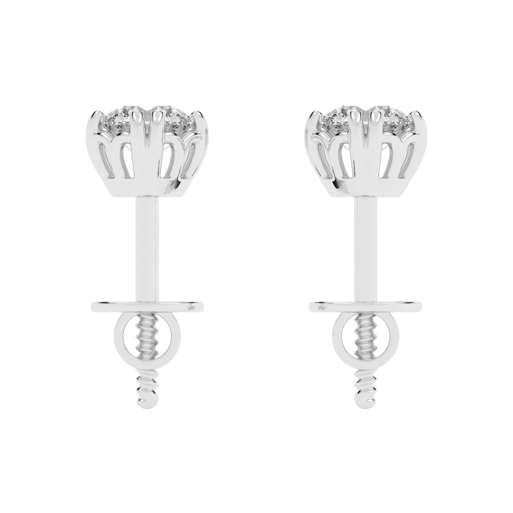 1Ct Round Shape Yellow Gold Solitaire Studs Earrings