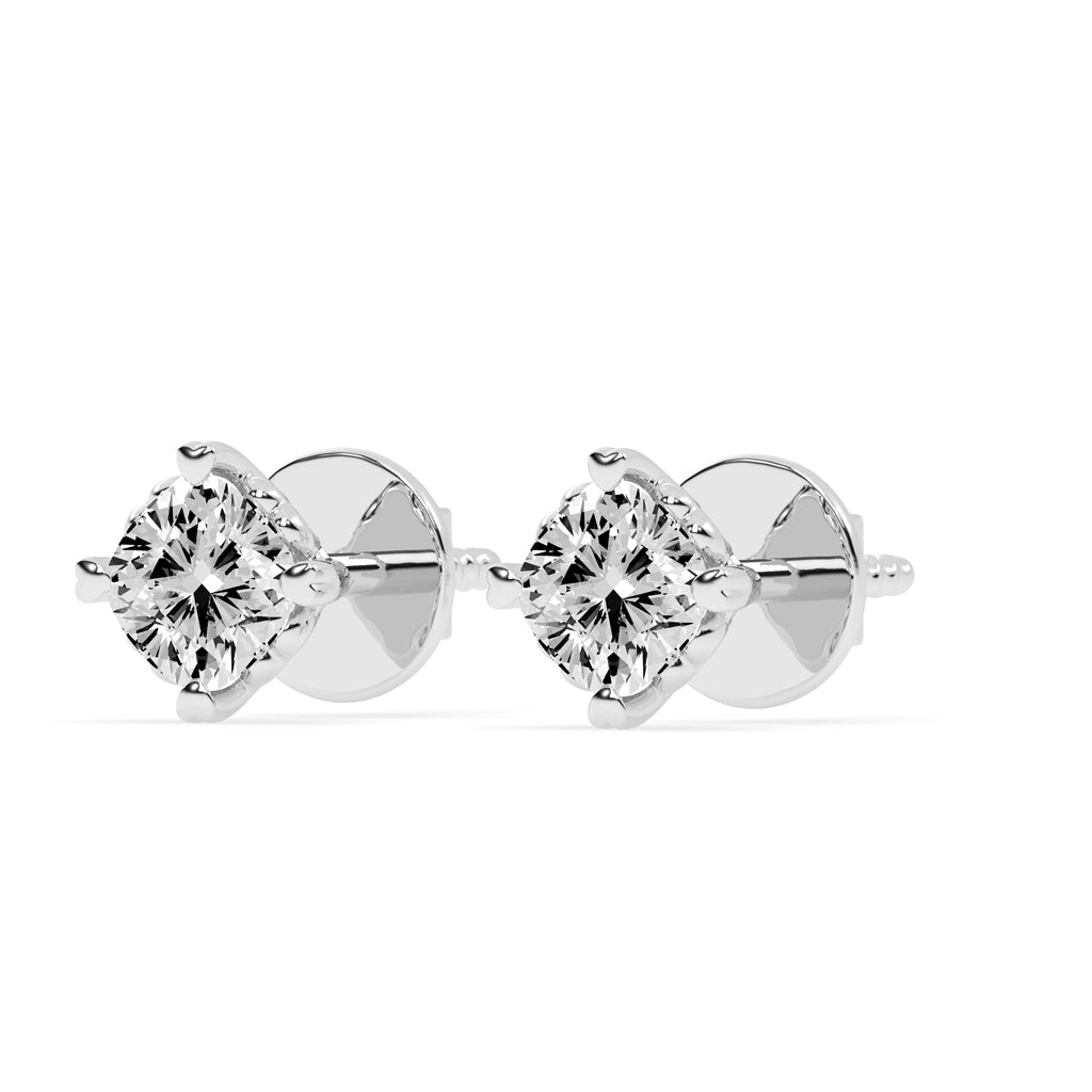 0.75Ct Princess Shape Rose Gold Solitaire Studs Earrings