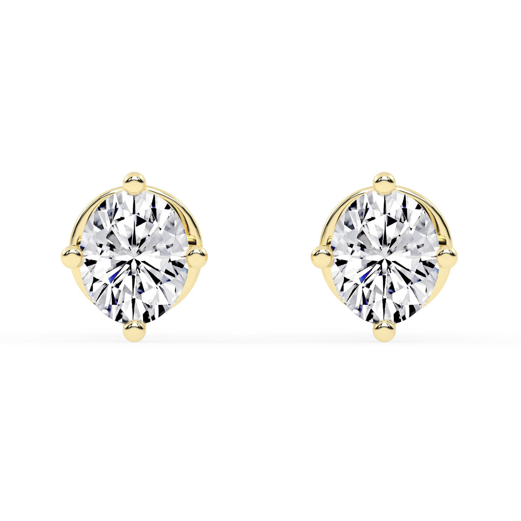 0.25Ct Oval Shape Yellow Gold Solitaire Studs Earrings