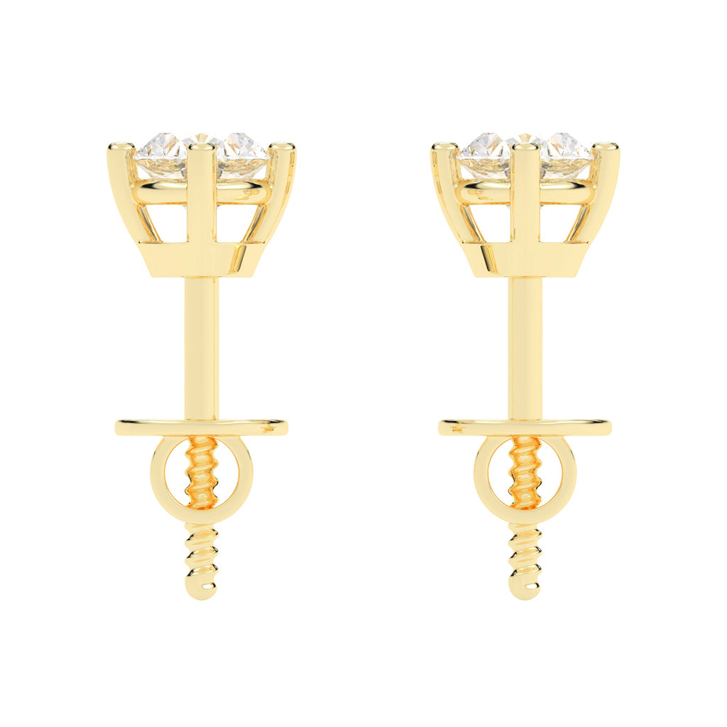 0.25Ct Oval Shape Yellow Gold Solitaire Studs Earrings