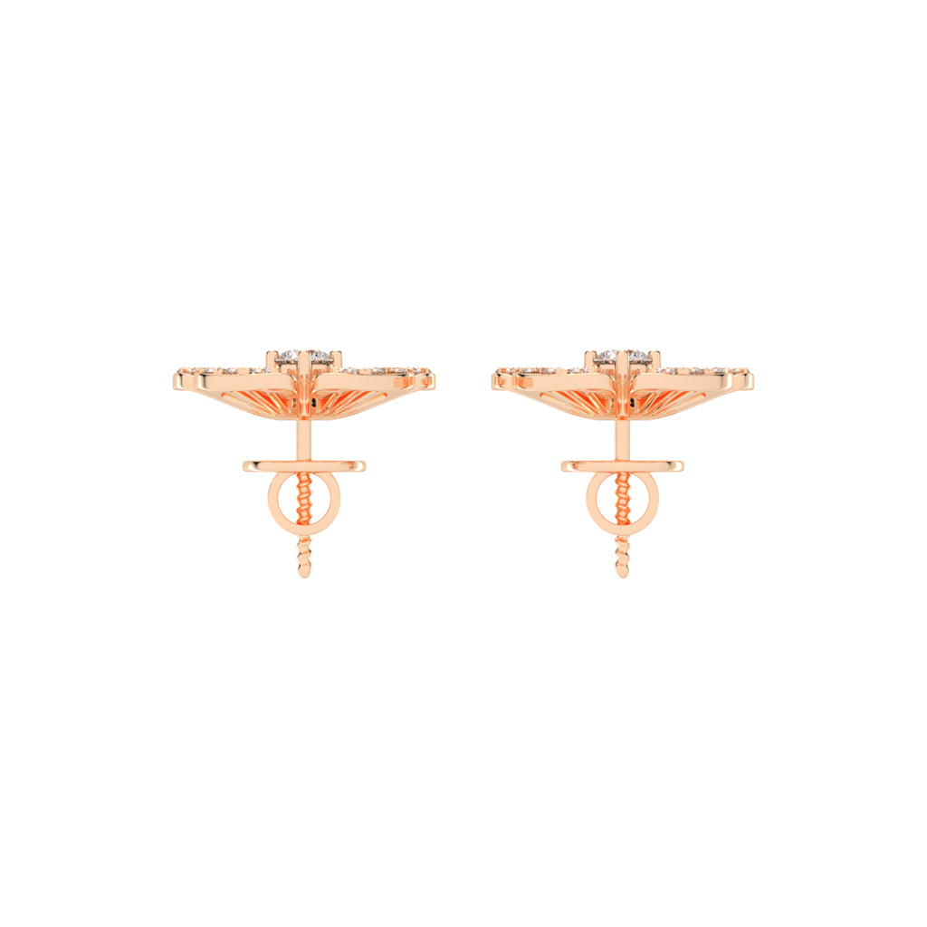 0.75Ct Round Shape Yellow Gold Fancy Studs Earrings