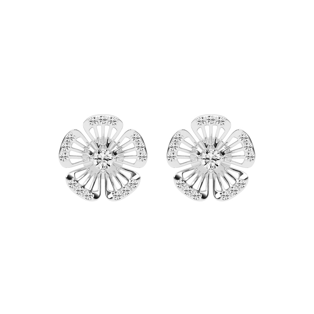 0.75Ct Round Shape Yellow Gold Fancy Studs Earrings