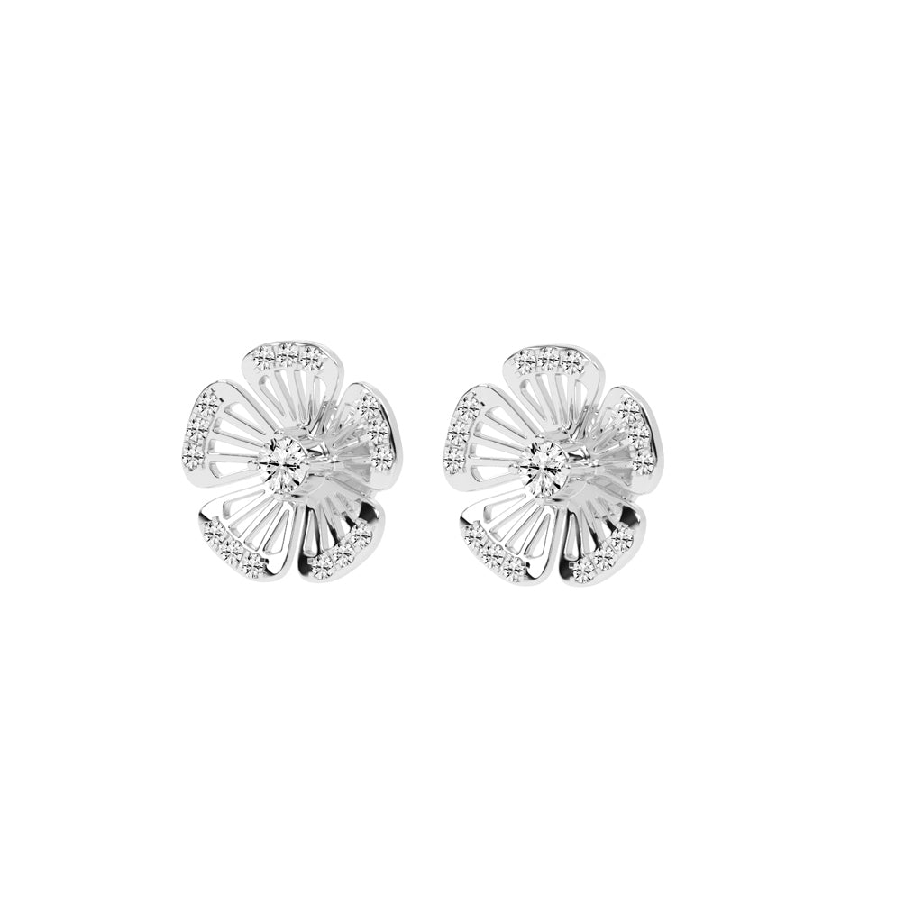 0.75Ct Round Shape Yellow Gold Fancy Studs Earrings