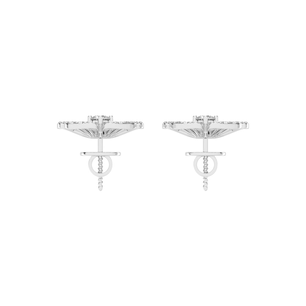 0.75Ct Round Shape Yellow Gold Fancy Studs Earrings