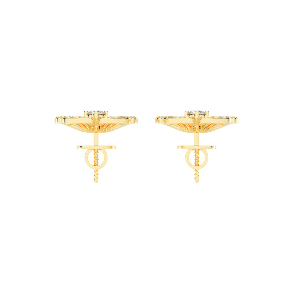 0.75Ct Round Shape Yellow Gold Fancy Studs Earrings