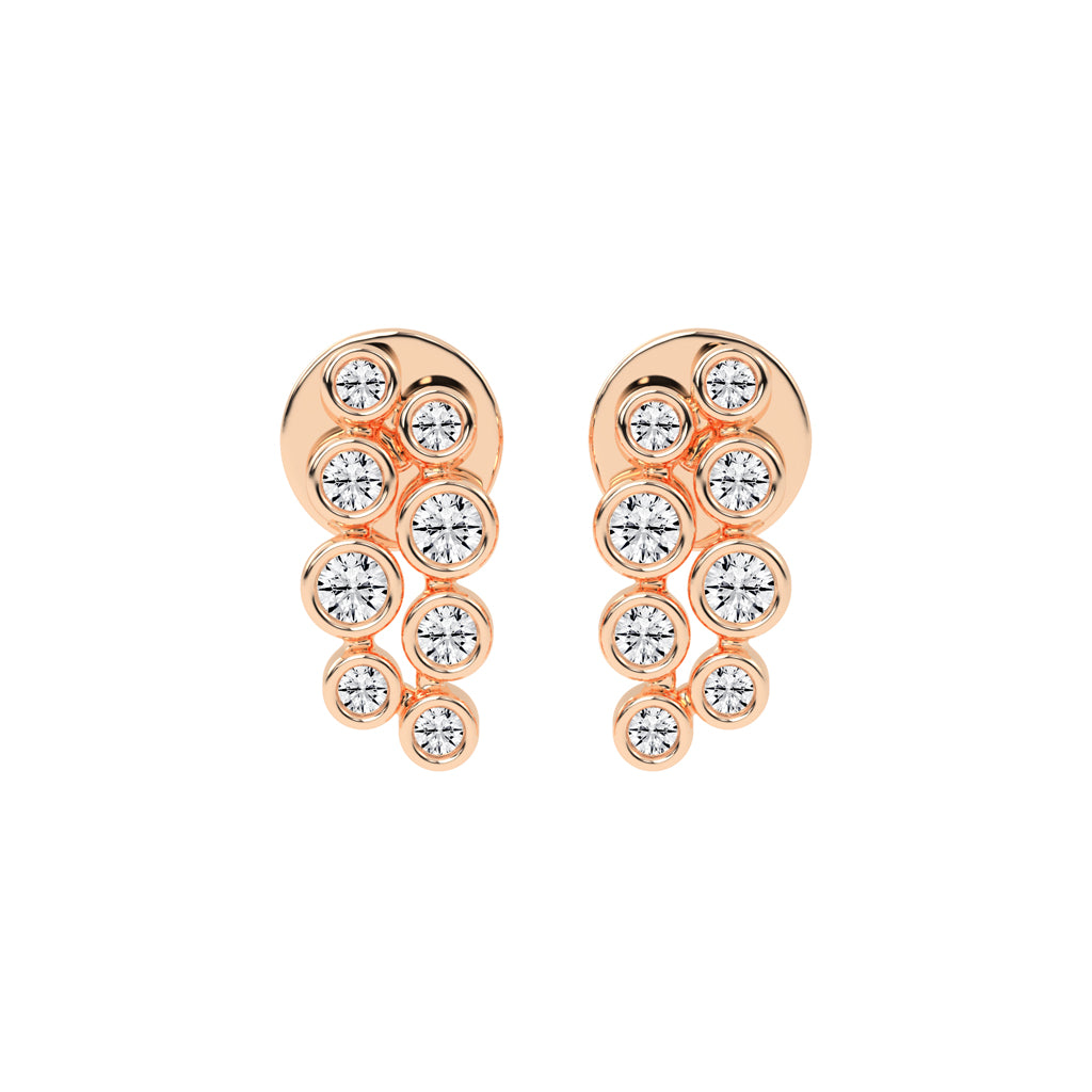 Eternal Bloom Round Shape Yellow Gold Delicate Earrings