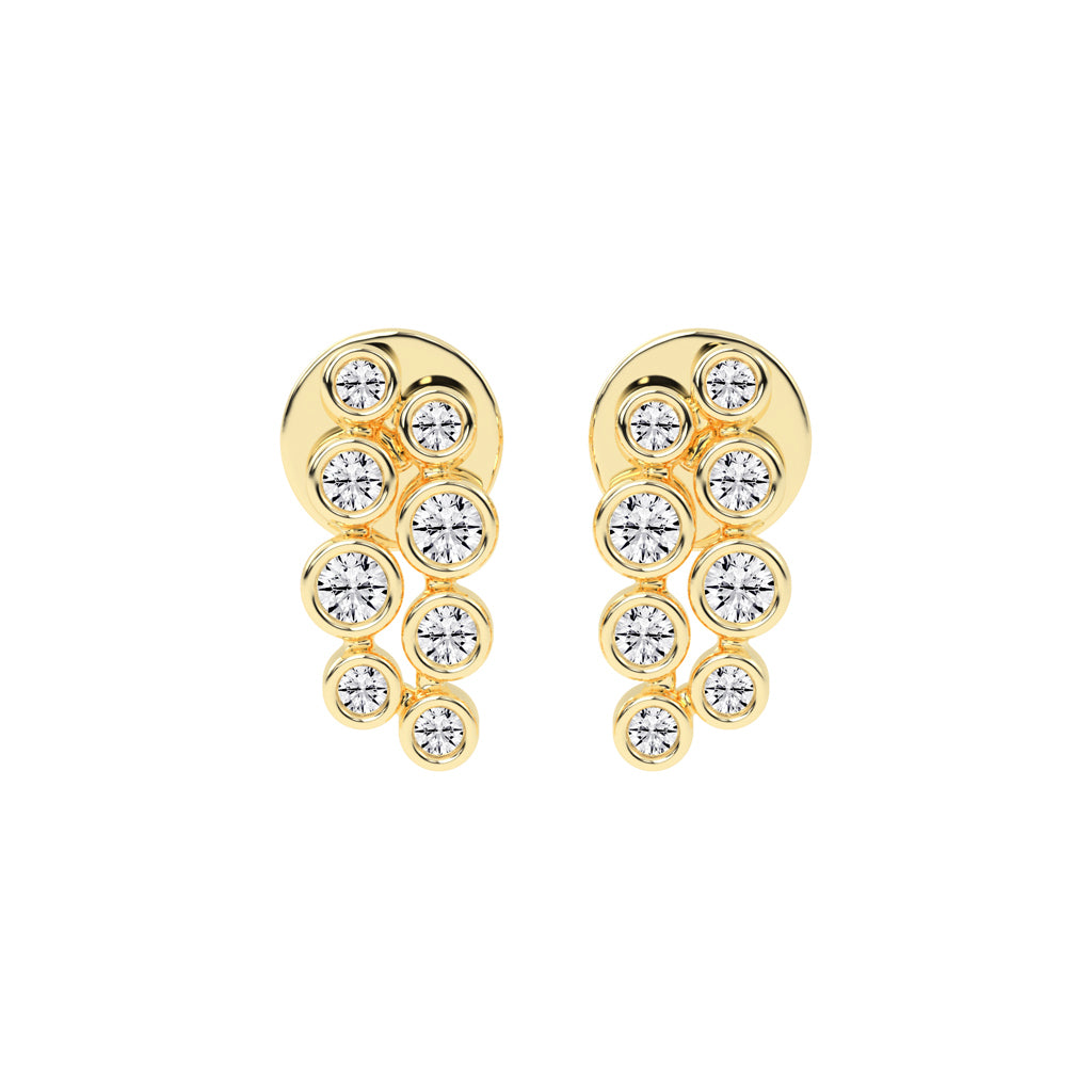 Eternal Bloom Round Shape Yellow Gold Delicate Earrings