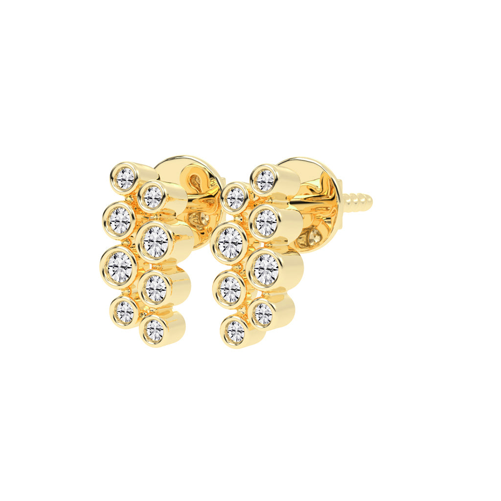 Eternal Bloom Round Shape Yellow Gold Delicate Earrings
