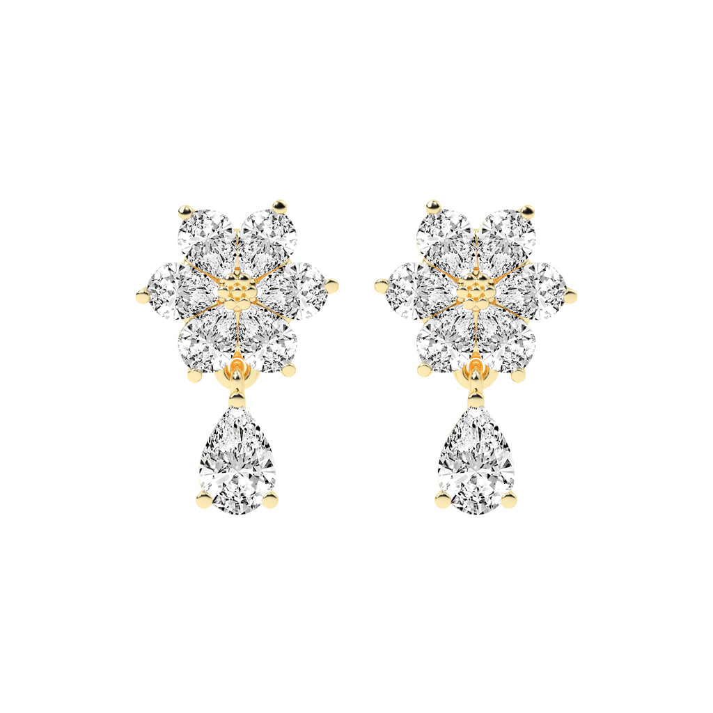 3.25Ct Pear Shape Gold Fancy Studs Earrings