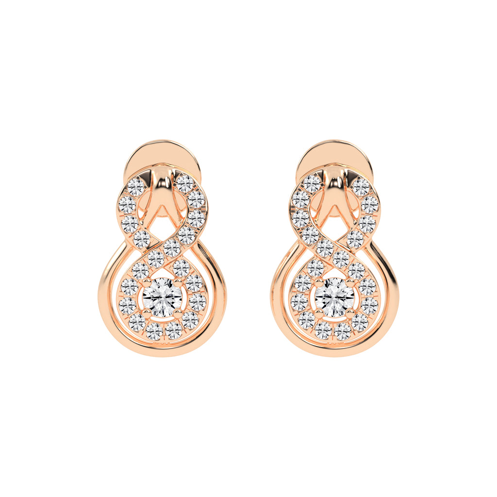 0.5Ct Round Shape Rose Gold Fancy Studs Earrings