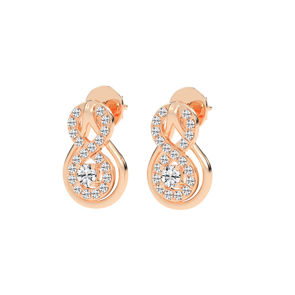 0.5Ct Round Shape Rose Gold Fancy Studs Earrings
