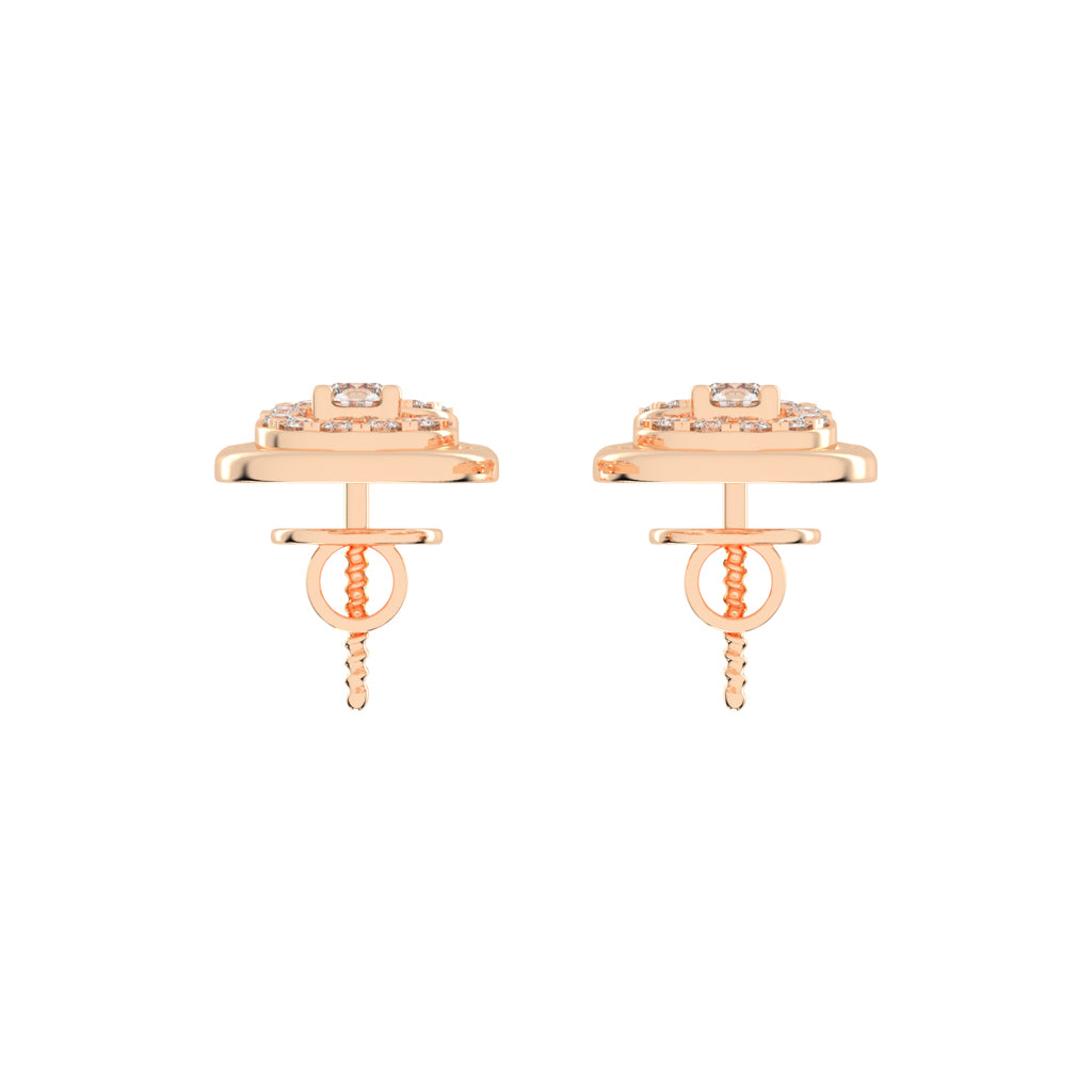 0.5Ct Round Shape Rose Gold Fancy Studs Earrings