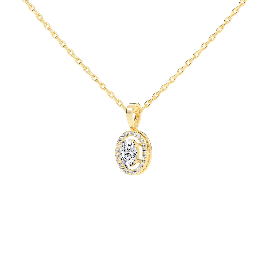 Madora 1.25Ct Oval Cut Halo Lab Diamond Pendant
