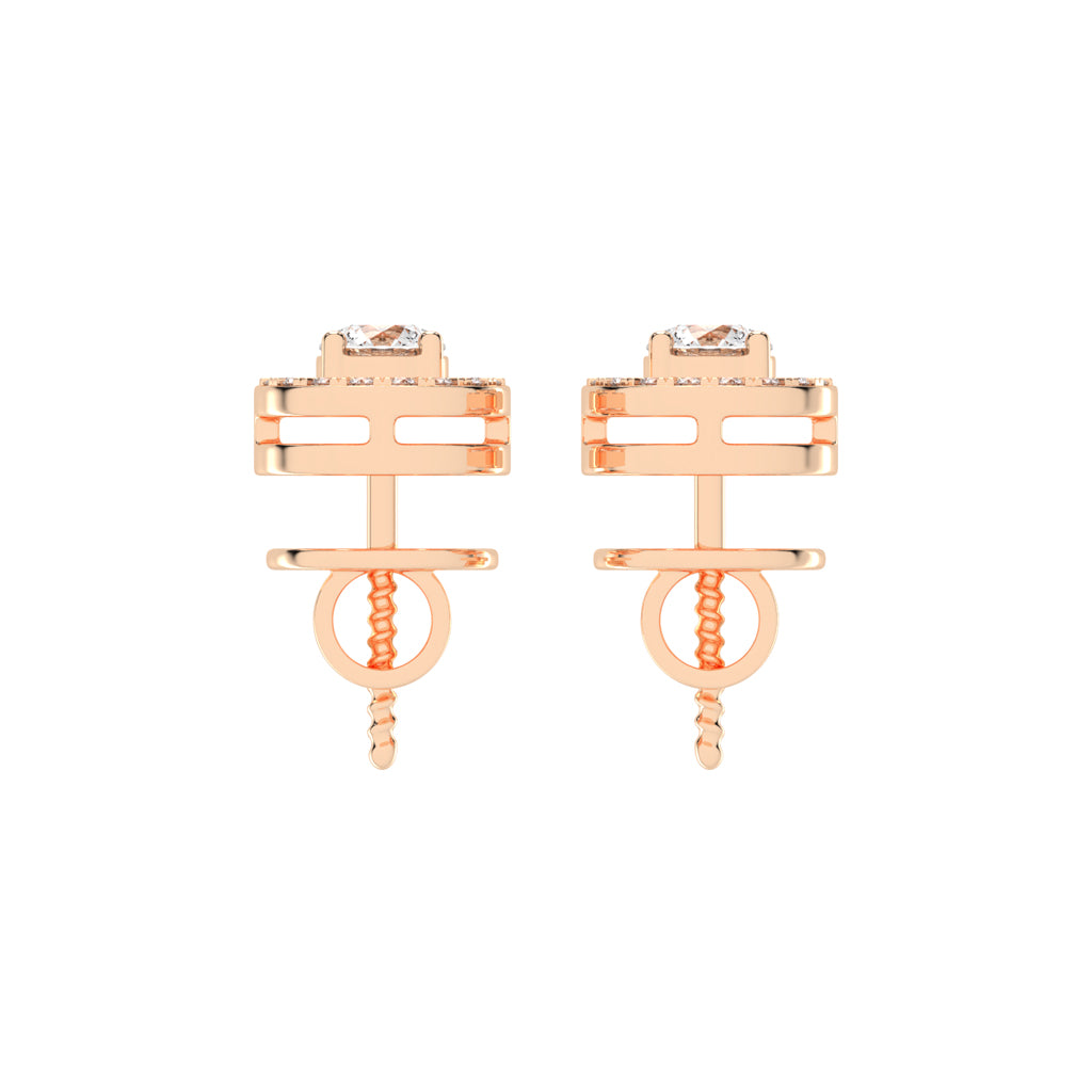 0.5Ct Round Shape Gold Halo Studs Earrings