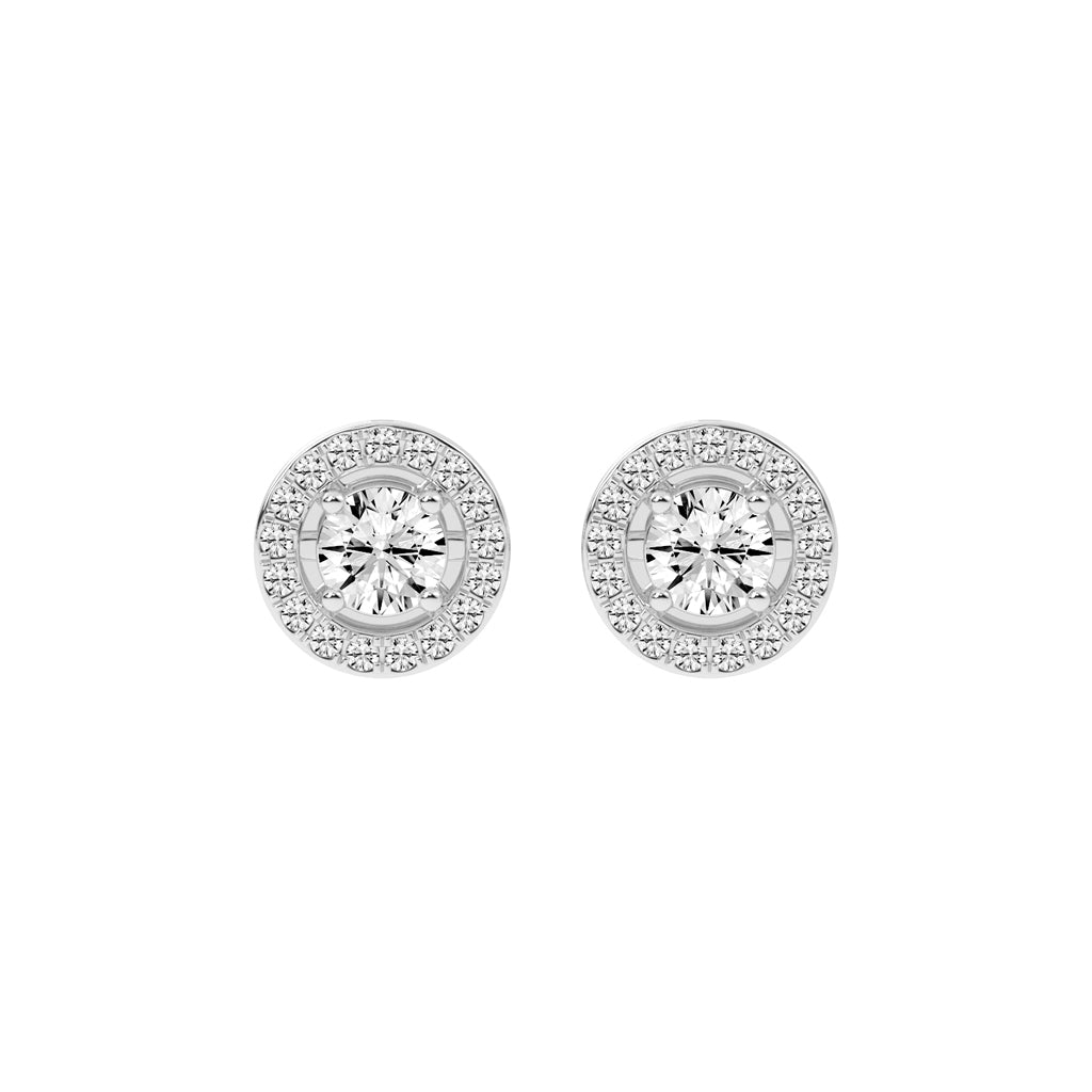 0.5Ct Round Shape Gold Halo Studs Earrings