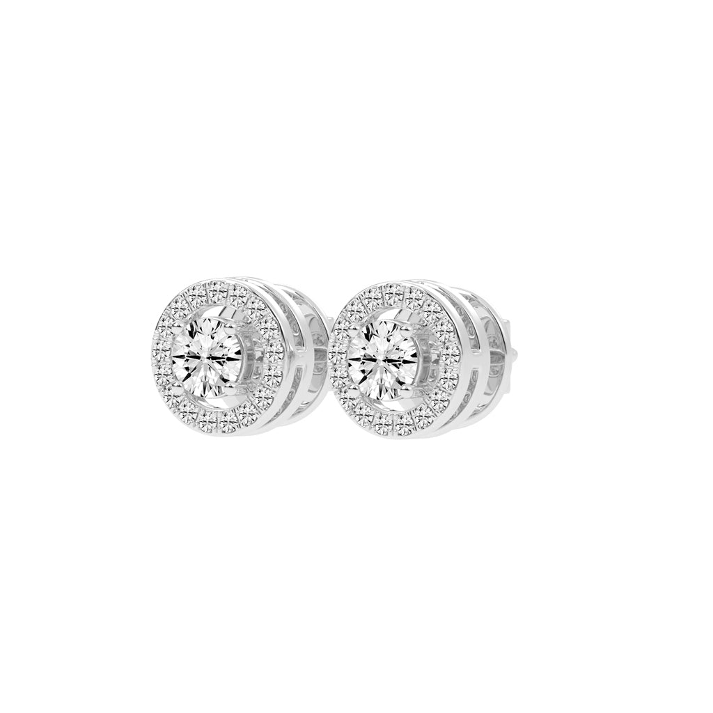 0.5Ct Round Shape Gold Halo Studs Earrings