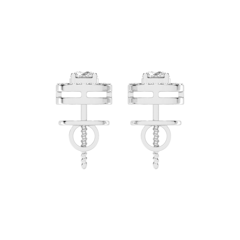 0.5Ct Round Shape Gold Halo Studs Earrings