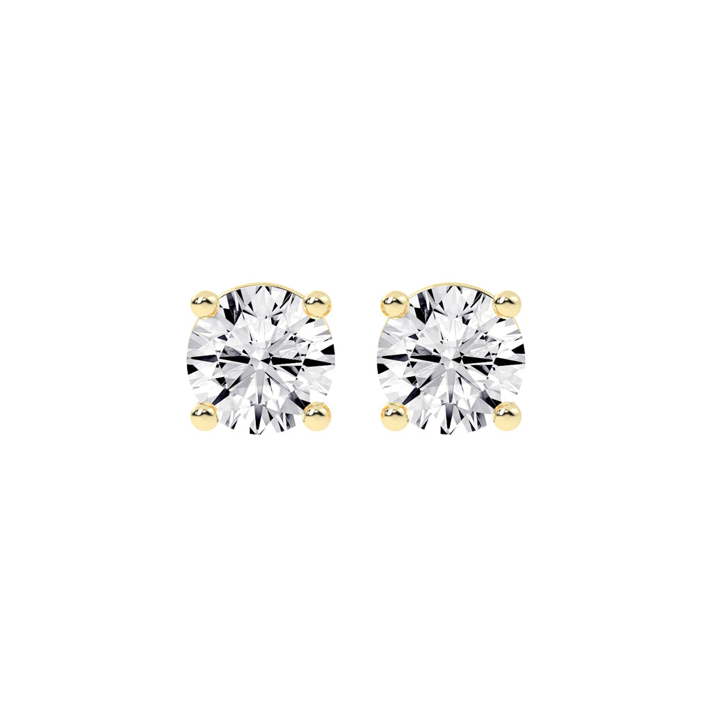 1Ct Round Shape Rose Gold Solitaire Studs Earrings