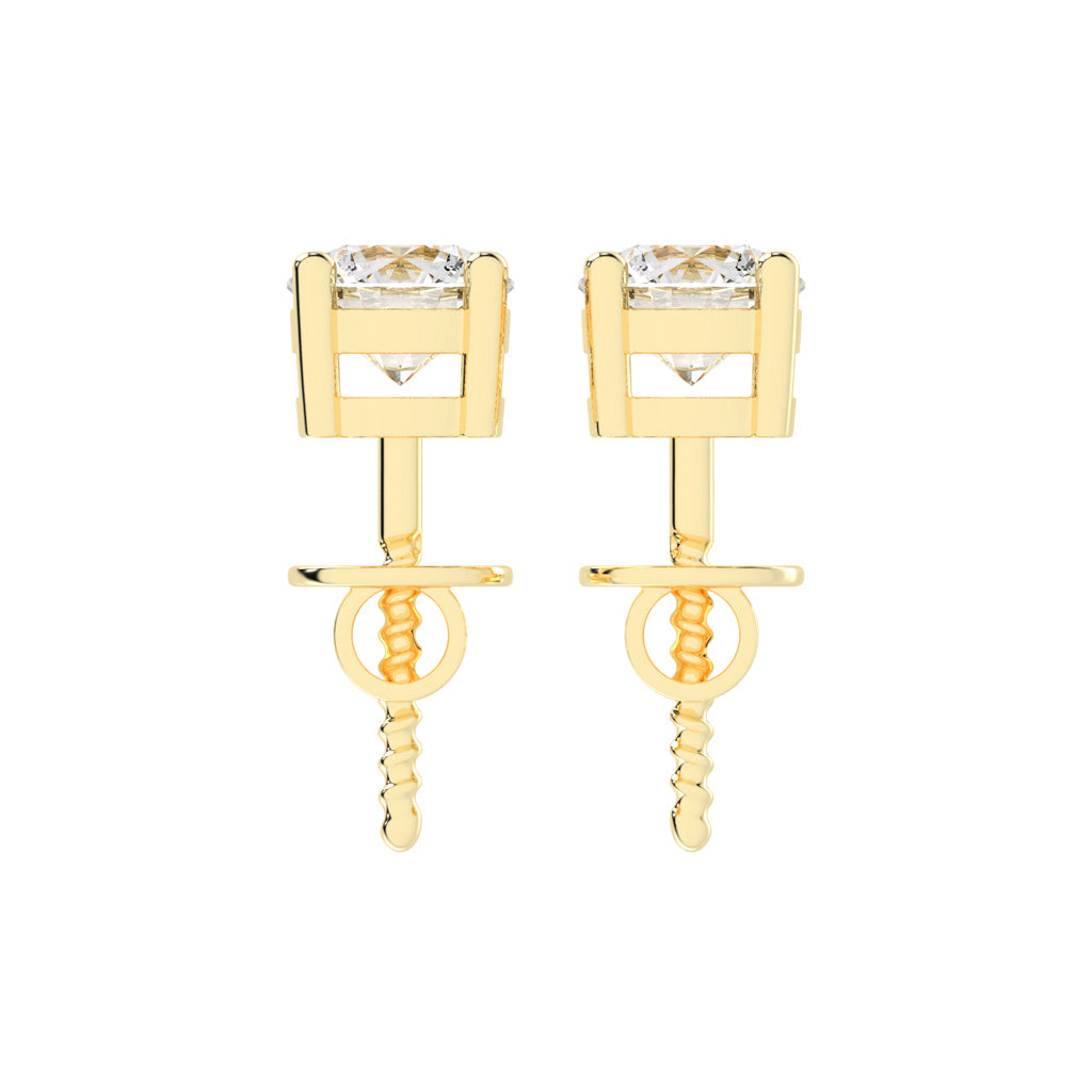 1Ct Round Shape Rose Gold Solitaire Studs Earrings