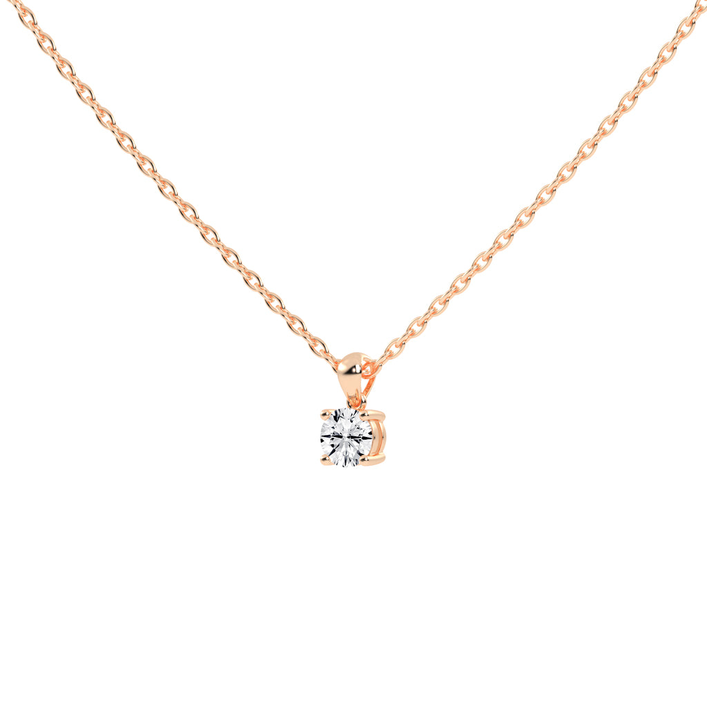1Ct Round Shape Gold Solitaire Pendants