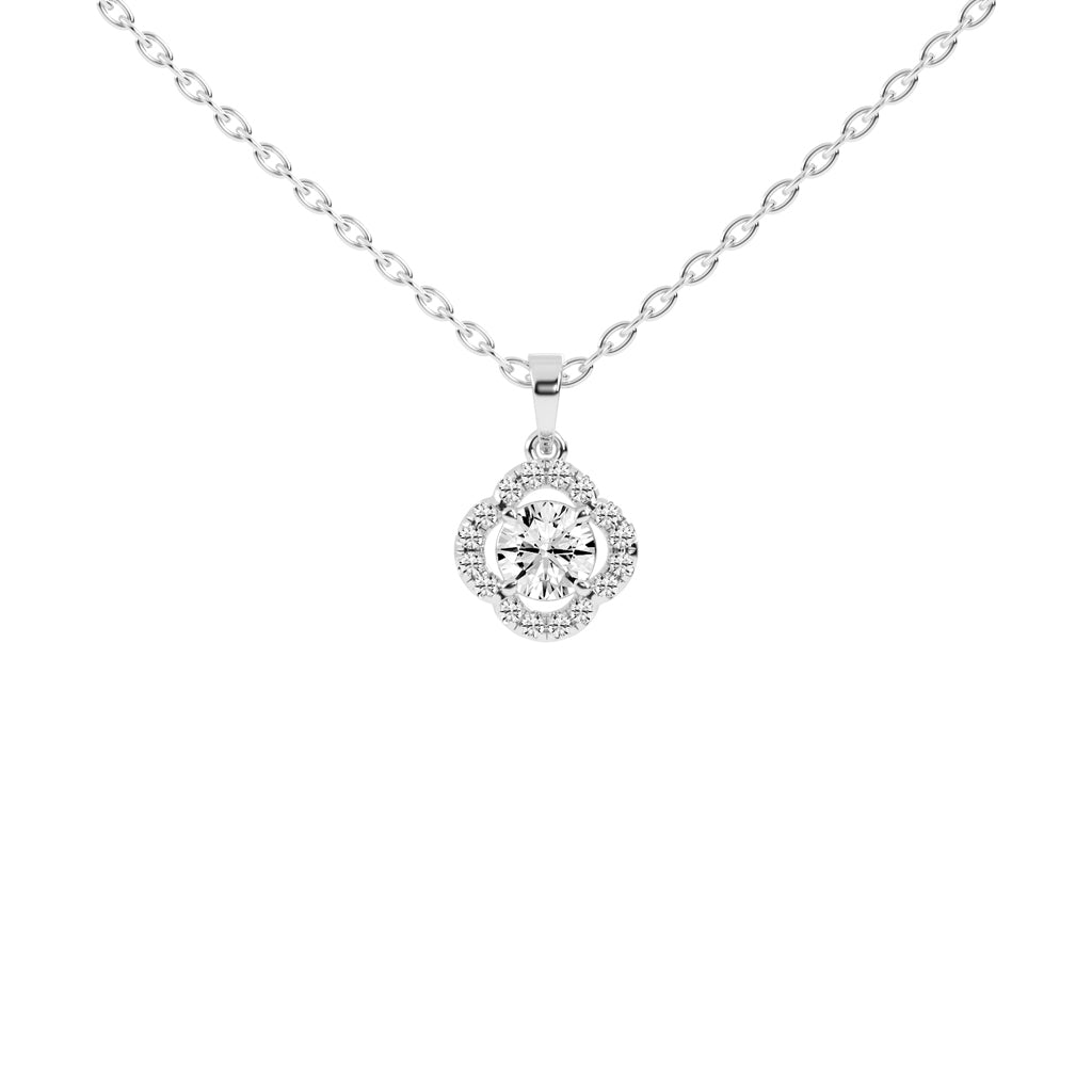 Corina 1.25Ct Round Cut Flower Halo Lab Diamond Pendant