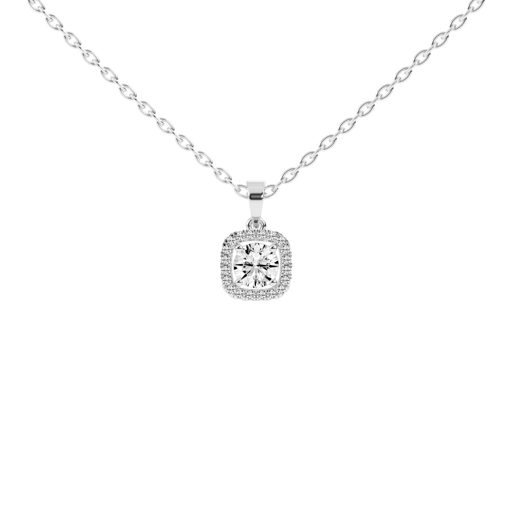 Seraphis 1Ct Round Cut Square Halo Lab Diamond Pendant