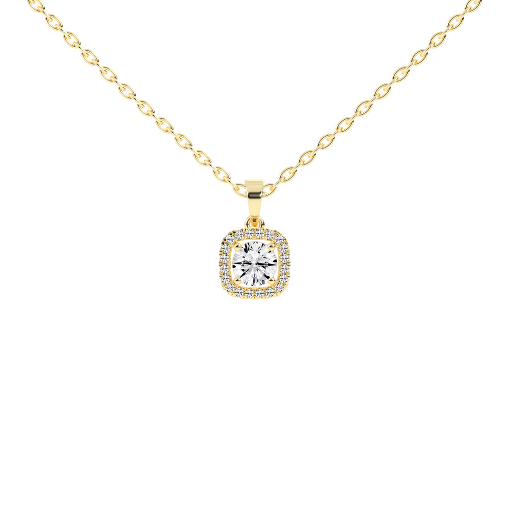 Seraphis 1Ct Round Cut Square Halo Lab Diamond Pendant