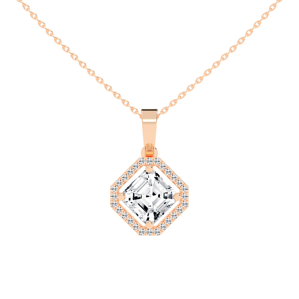 Dorian Asscher Cut Halo Lab Diamond Pendant