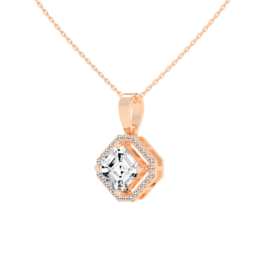 Dorian Asscher Cut Halo Lab Diamond Pendant