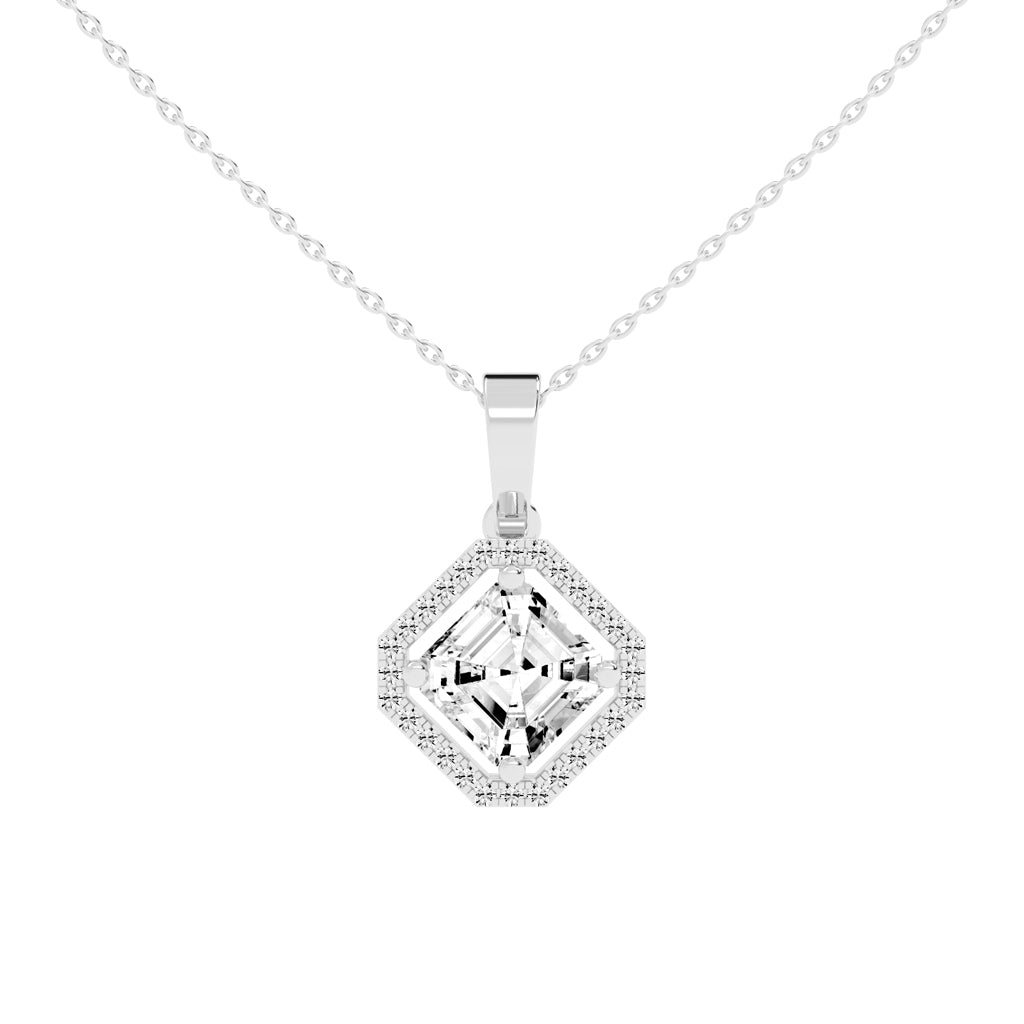 Dorian Asscher Cut Halo Lab Diamond Pendant