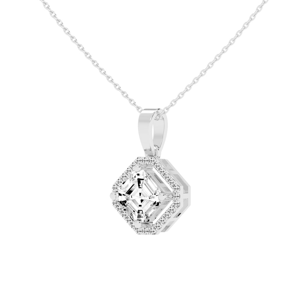 Dorian Asscher Cut Halo Lab Diamond Pendant