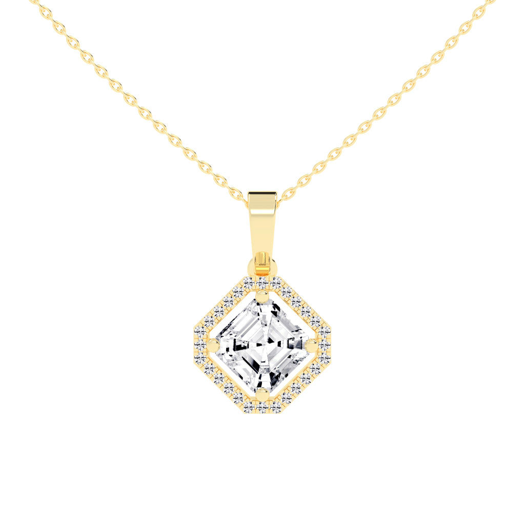 Dorian Asscher Cut Halo Lab Diamond Pendant