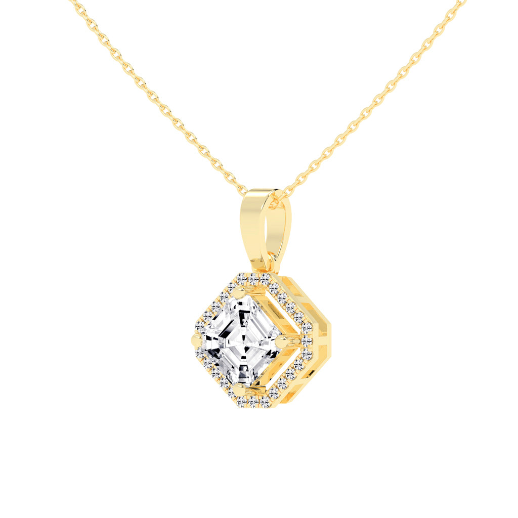 Dorian Asscher Cut Halo Lab Diamond Pendant
