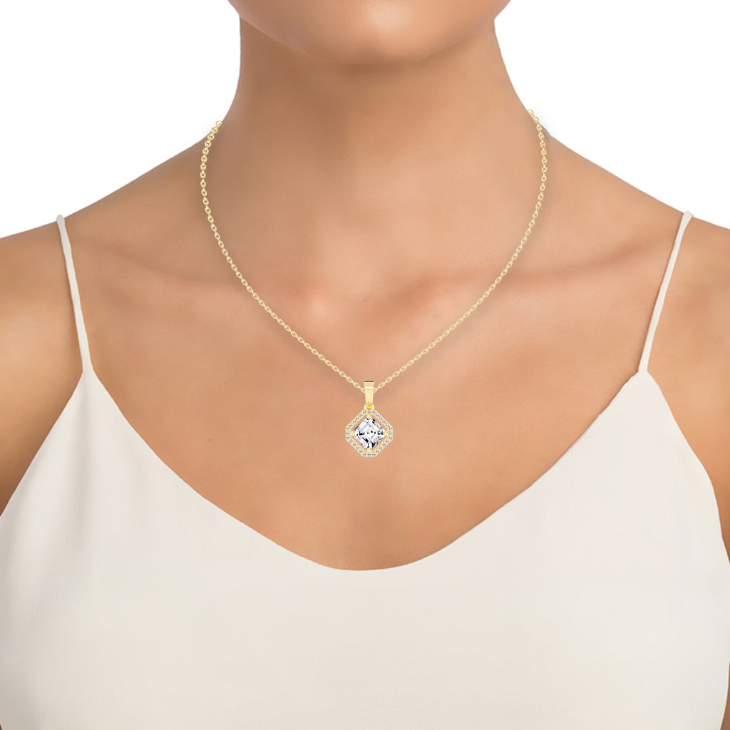 Dorian Asscher Cut Halo Lab Diamond Pendant