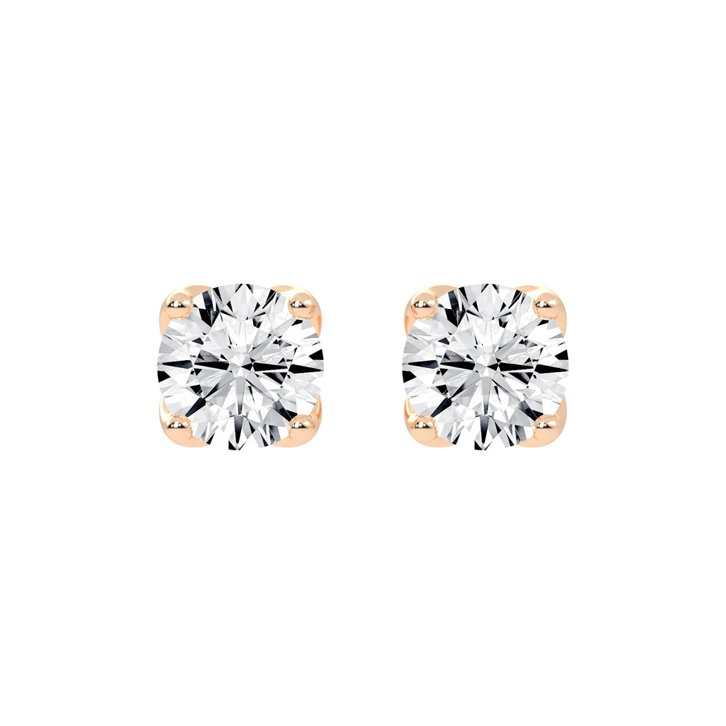 2Ct Round Shape Yellow Gold Solitaire Studs Earrings