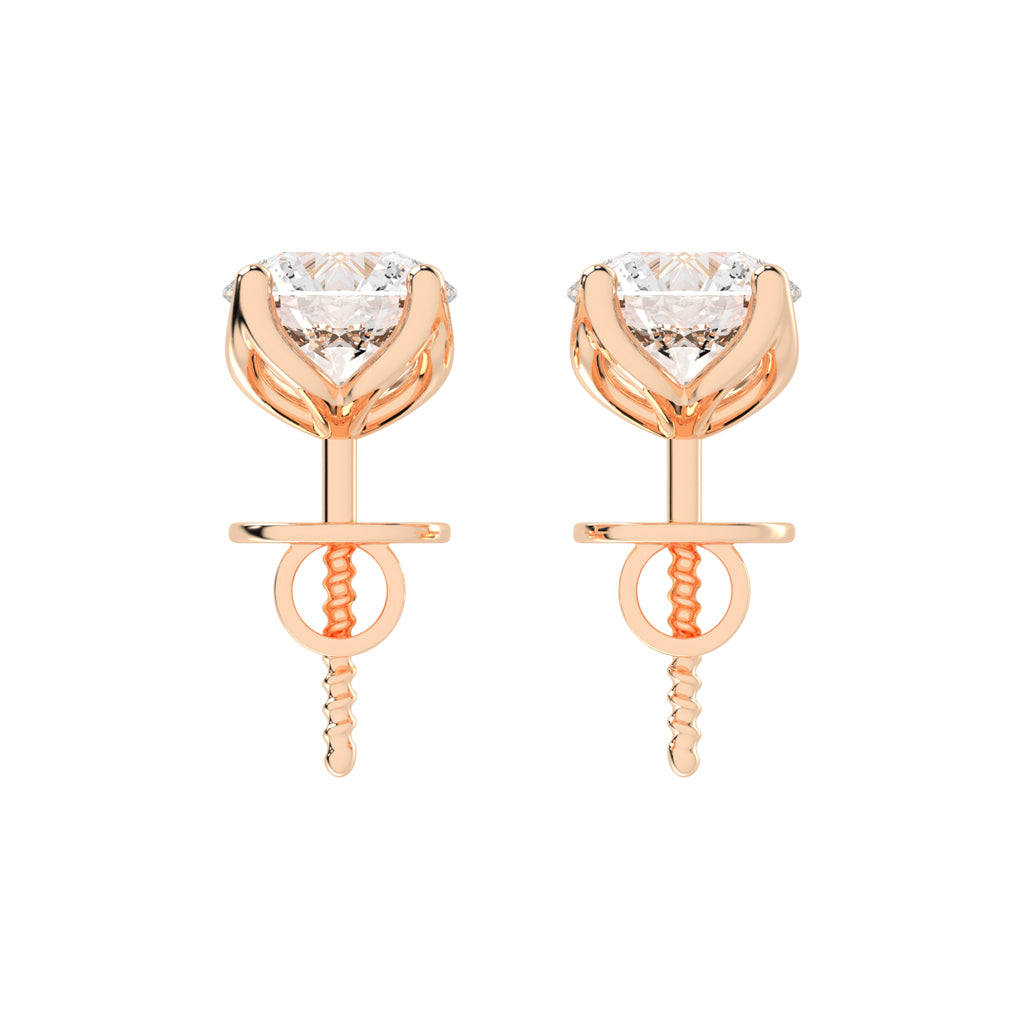 2Ct Round Shape Yellow Gold Solitaire Studs Earrings
