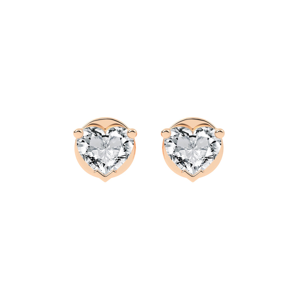 Petite Heart-Cut Solitaire Stud Earrings