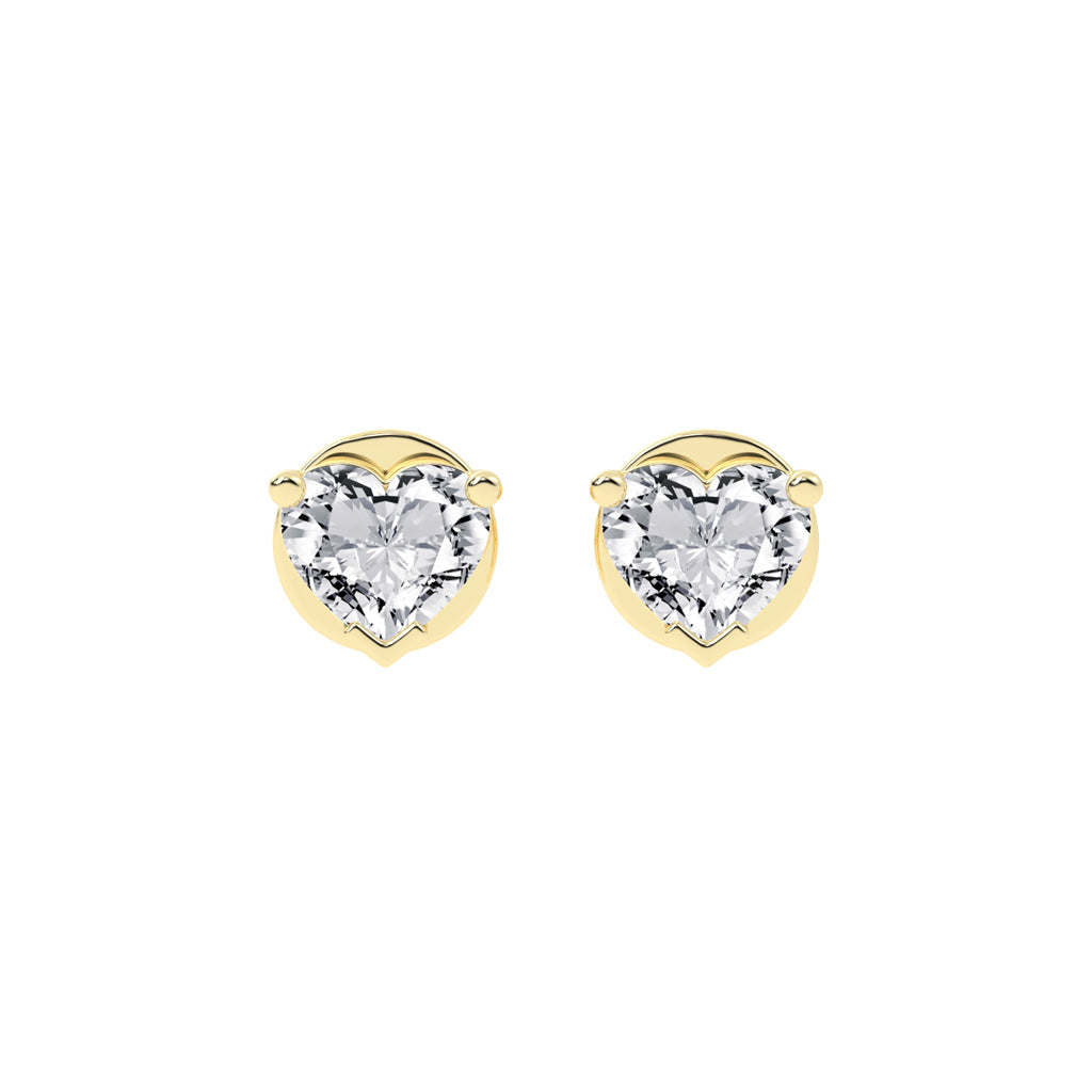 Petite Heart-Cut Solitaire Stud Earrings