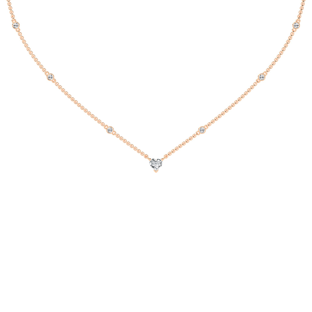 Sweetheart Sparkle Heart & Diamond Pendant Necklace