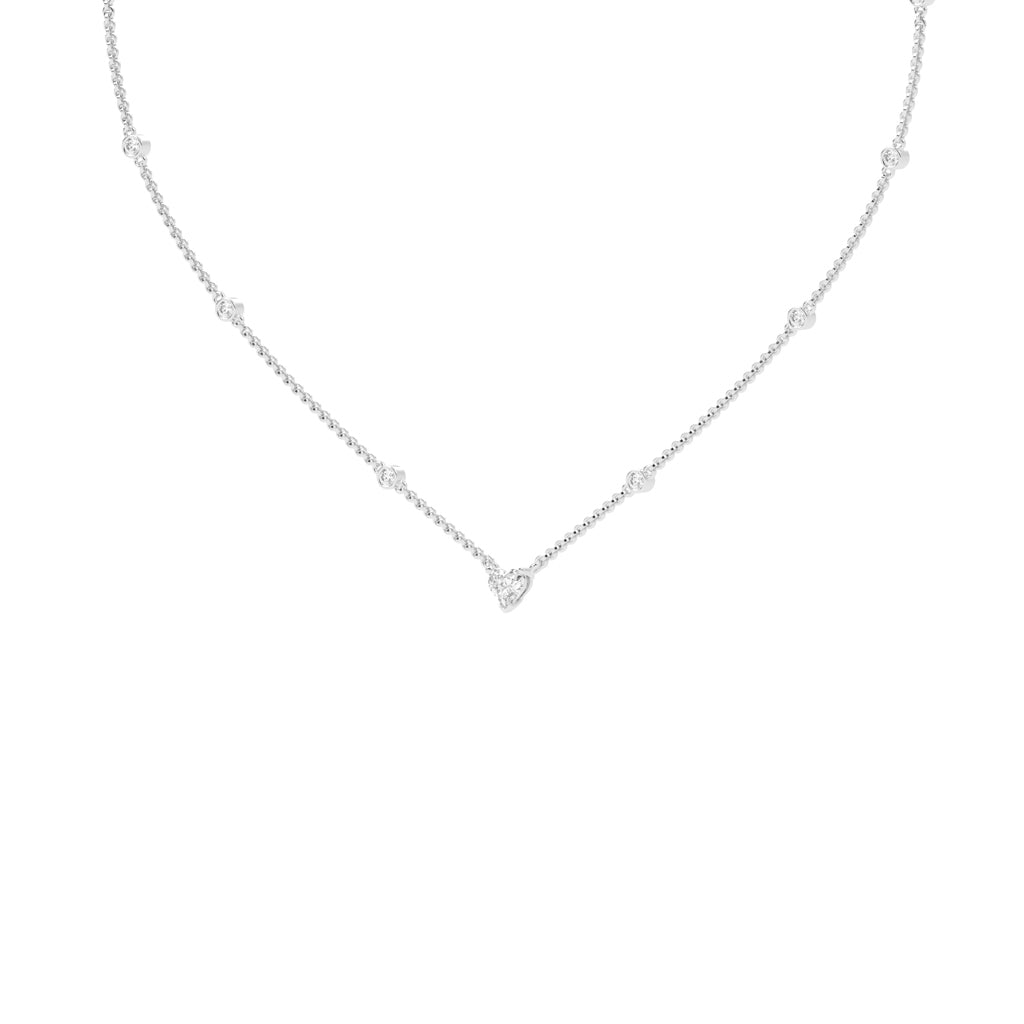 Sweetheart Sparkle Heart & Diamond Pendant Necklace