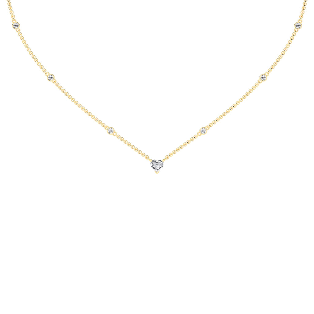 Sweetheart Sparkle Heart & Diamond Pendant Necklace