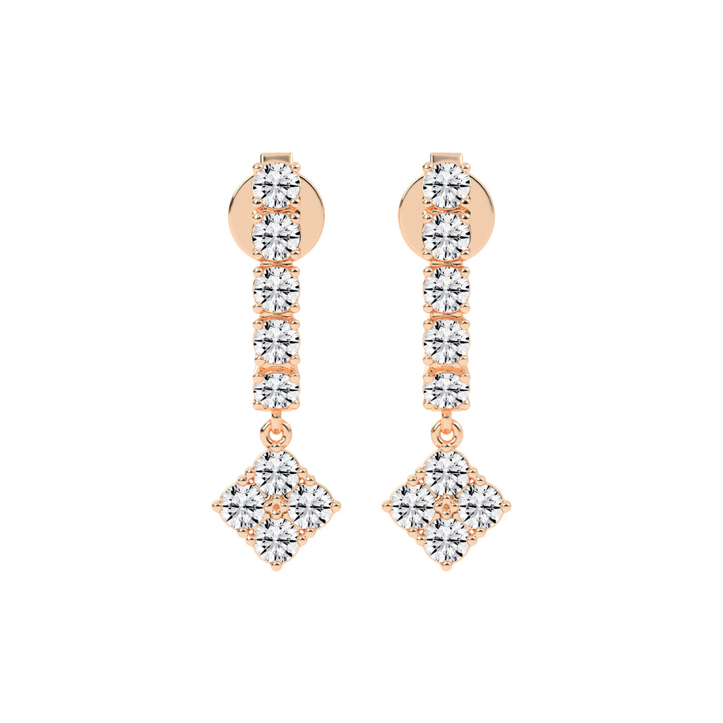 2Ct Round Shape Rose Gold Hoops Earrings