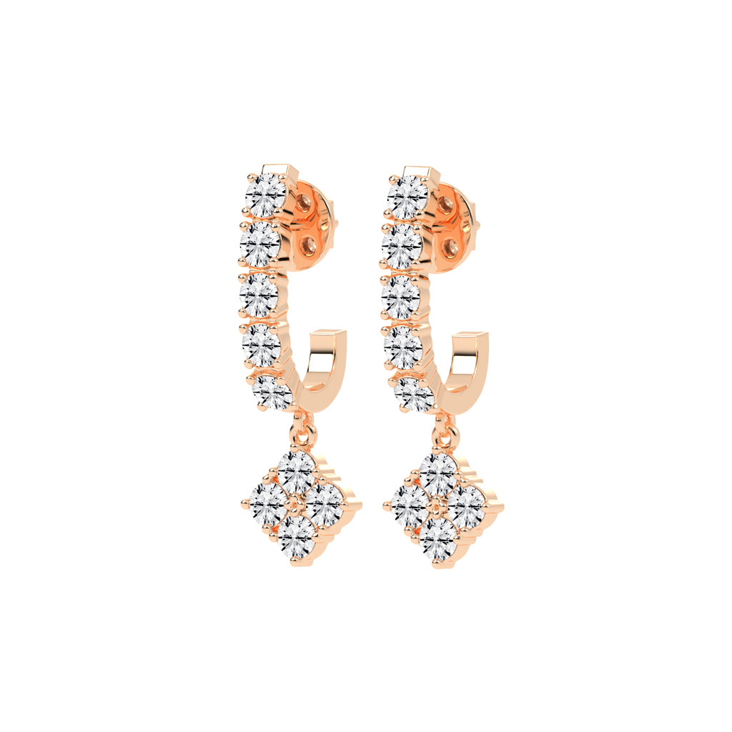 2Ct Round Shape Rose Gold Hoops Earrings